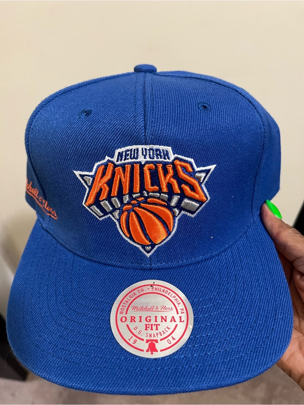Mitchell & Ness Royal Blue New York Knicks Snapback with Orange Logo